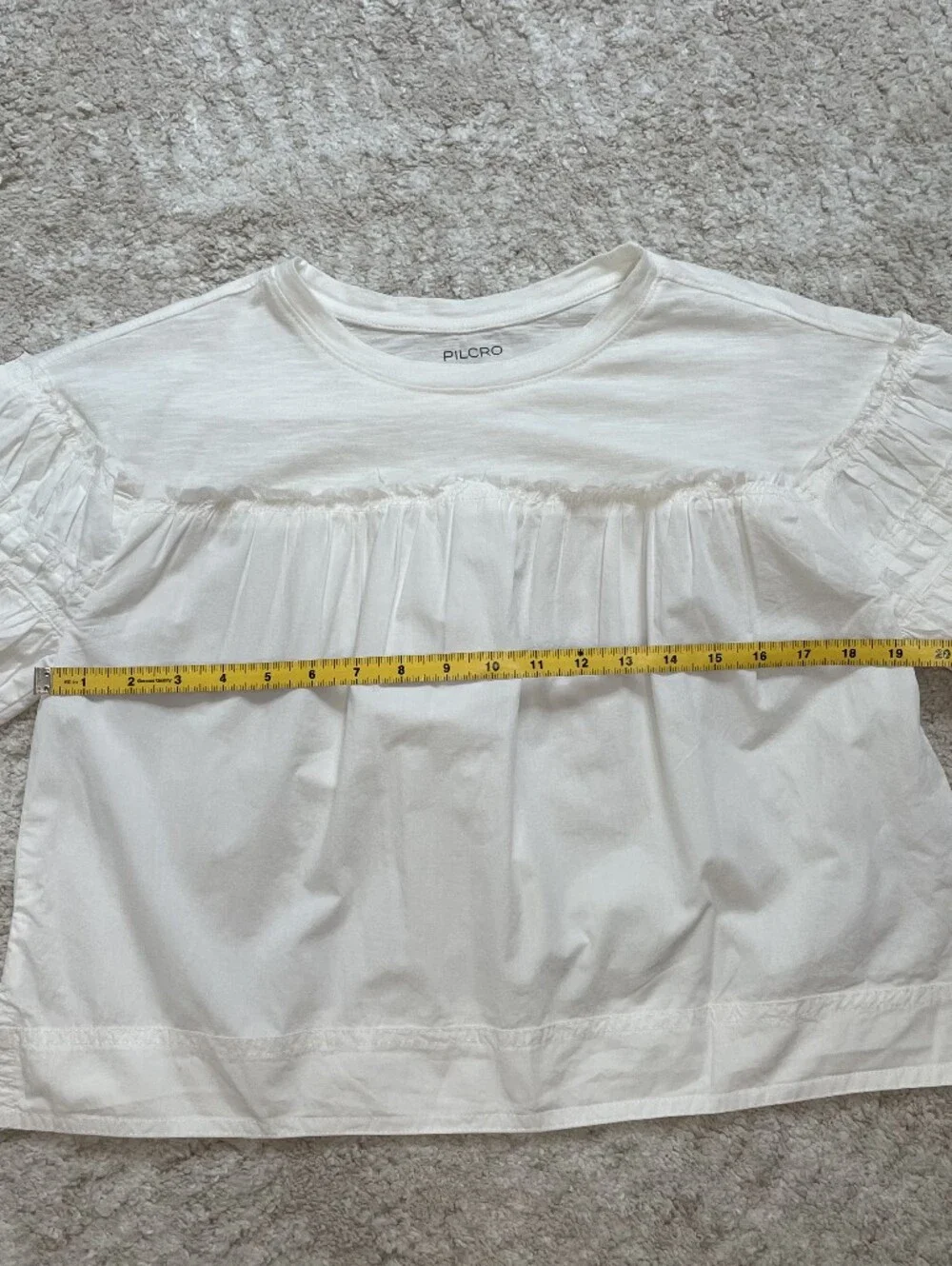 Anthropologie Pilcro White Puff-Sleeve Boho Blouse Size XS